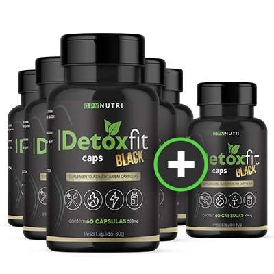 Apresentação comercial do kit Detox Fit Caps Black, opção 5