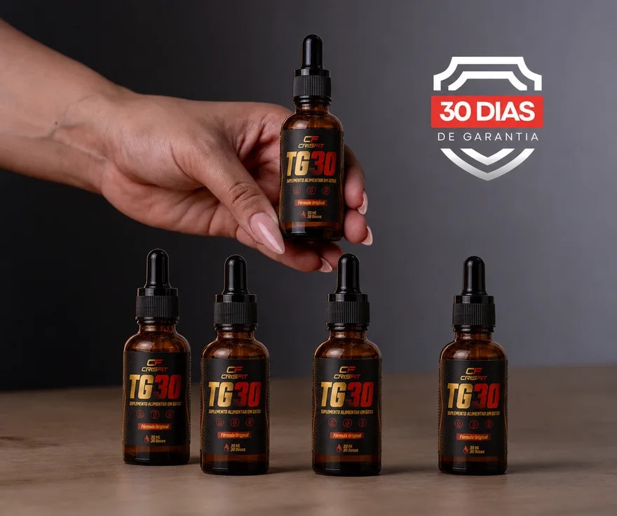 Material comercial do TG30 Crisfit com anúncio de garantia de 30 dias